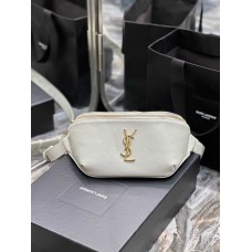 YSL サンローラン ホワイトゴールドバックル キャビア牛革ベルトバッグ チェストバッグ 569737