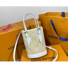 LV/ルイ・ヴィトン ホワイト・ウーブン・ミニ・ハンドバッグ・コレクション ナノ・バケツ・ハンドバッグ