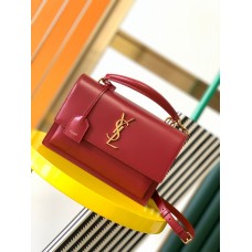 YSL/サンローラン SUNSET スムースレザー ミディアムショルダー レッドハンドレッド ショルダーバッグ レディースバッグ サンセットバッグ