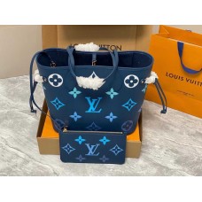 LV/ルイ・ヴィトン 23 新品 ネヴァーフル レディース ミディアム ブルー カウハイド ハンドバッグ