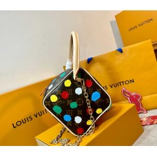 ルイヴィトン LV X YK レディース バッグ SQUARE ポルカドット オールドフラワー ハンドバッグ ショルダーバッグ チェーンバッグ サイコロバッグ M46450